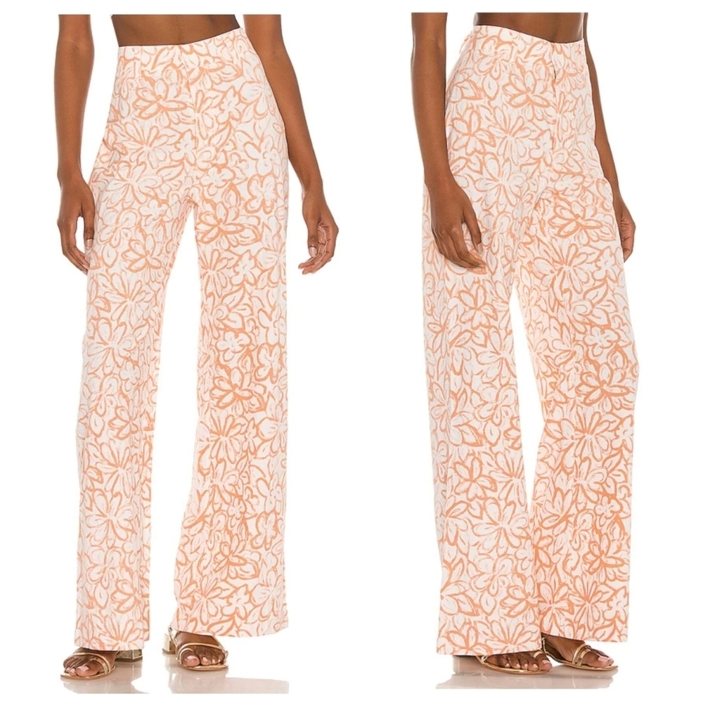 Free People Love So Right Wide Leg Pants In Peach Combo